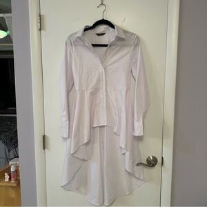 HAODUOYI White Button Down High-Low Shirt